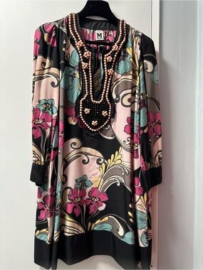 M by Missoni Pink, Black & Teal Floral Shift Dress